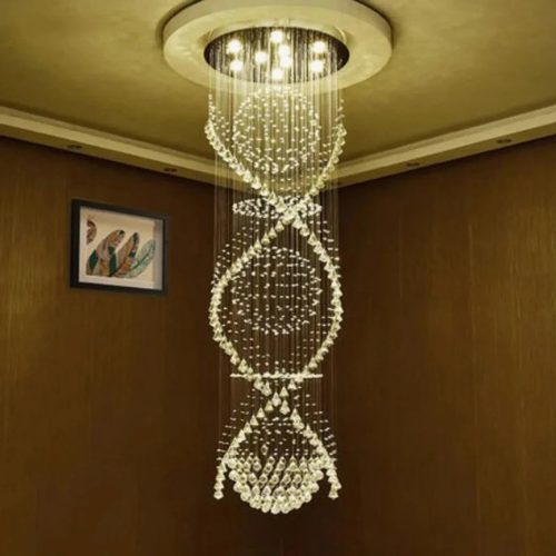 MIRODEMI® Saint-Étienne-de-Tinée | Elegant Modern Chandelier with Dense K9 Crystal Spiral Design