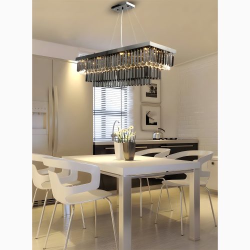 MIRODEMI Saliceto | Black Rectangle Smoky Gray Crystal Chandelier