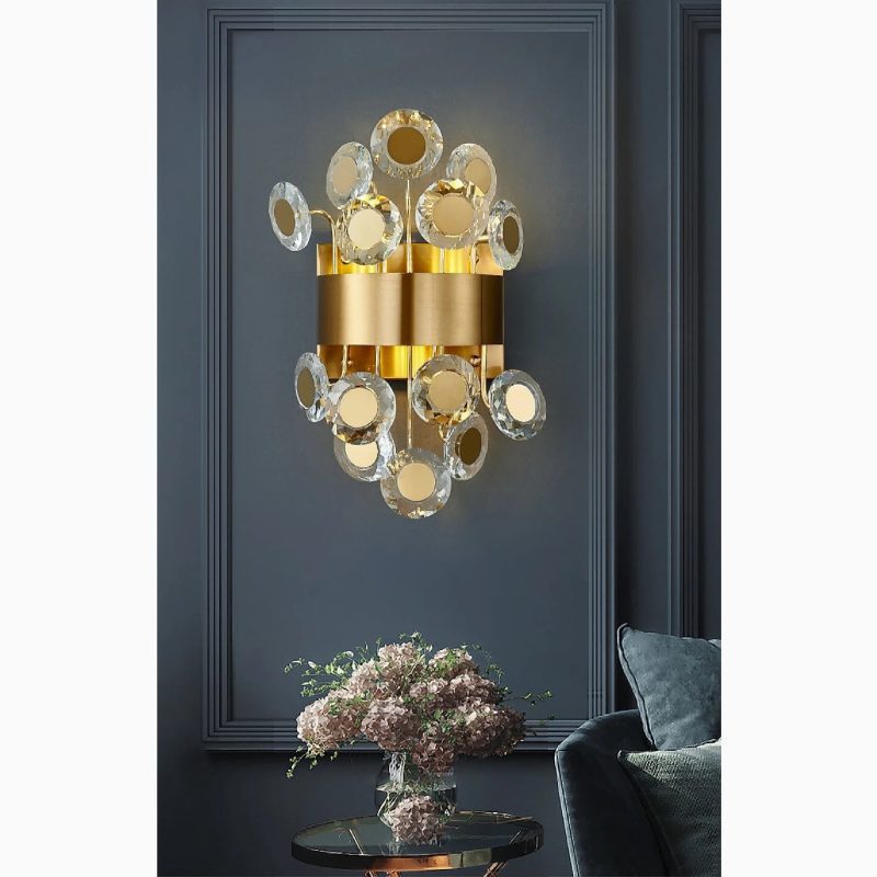 MIRODEMI Sallagriffon Creative Bouquet Gold Crystal Wall Sconce