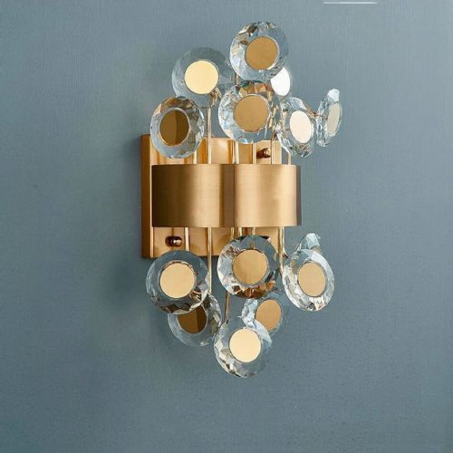 MIRODEMI Sallagriffon Radiant Gold Crystal Bouquet Wall Light