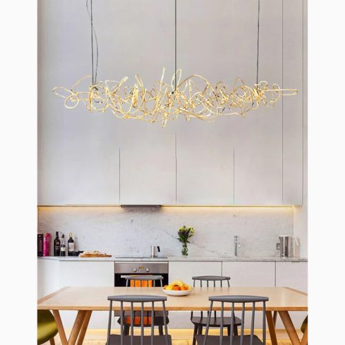 MIRODEMI Samedan Extraordinary Gold Chrome Rectangle Chandelier For Living Room