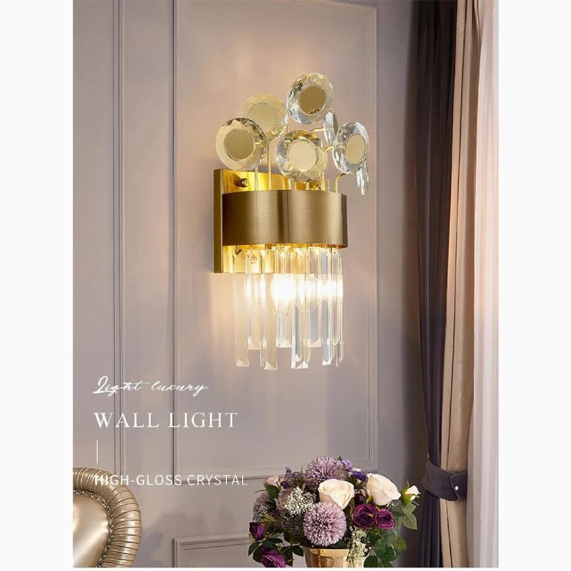 MIRODEMI Saorge Artistic Bouquet Gold Crystal Wall Lamp