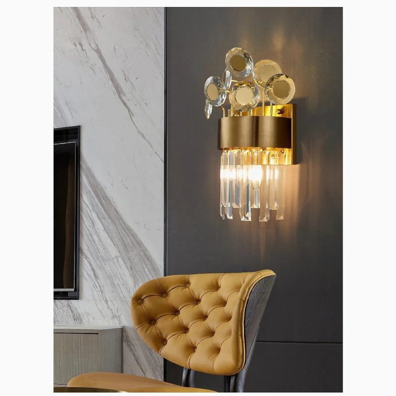 MIRODEMI Saorge Elegant Bouquet Gold Crystal Wall Sconce