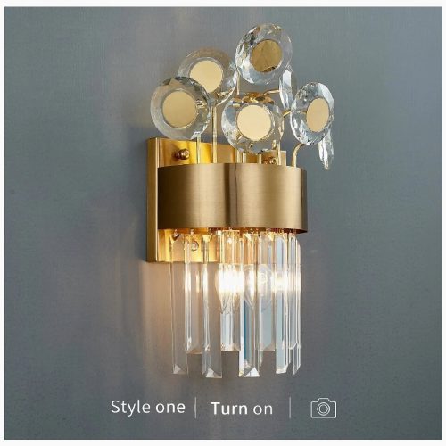 MIRODEMI Saorge Luxurious Bouquet Gold Crystal Wall Light