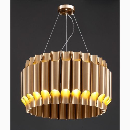 MIRODEMI® Sartene | Drum Brushed Gold Stainless Steel Chandelier