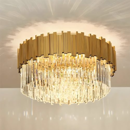 MIRODEMI Savona Elegant Round Gold Crystal Ceiling Chandelier For Office