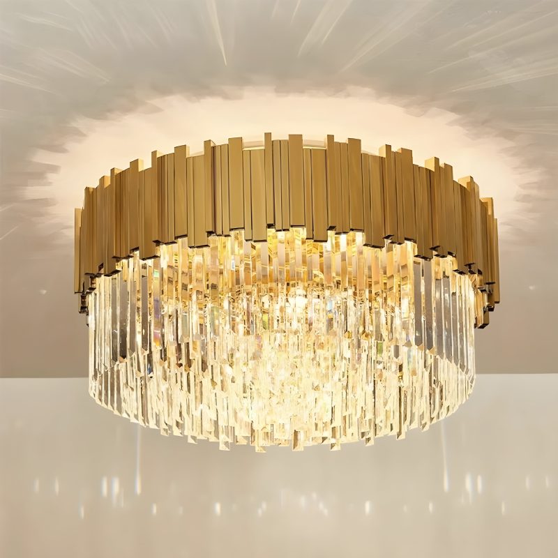 MIRODEMI Savona Elegant Round Gold Crystal Ceiling Chandelier For Office