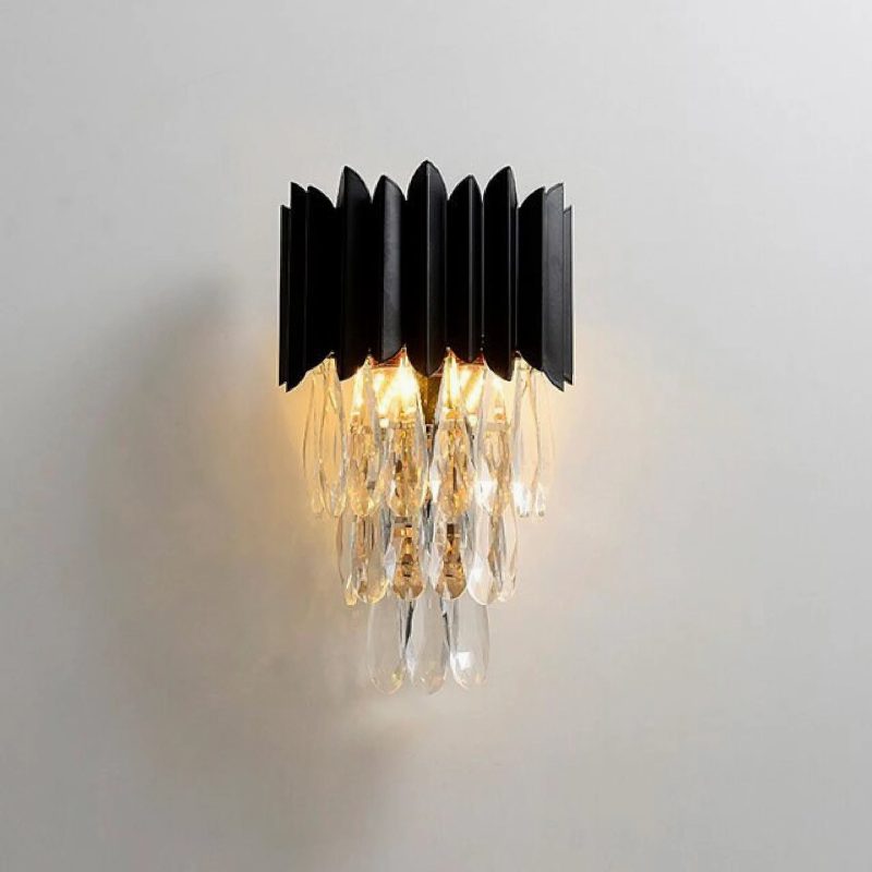 MIRODEMI Sigale Modern Black Crystal Wall Light