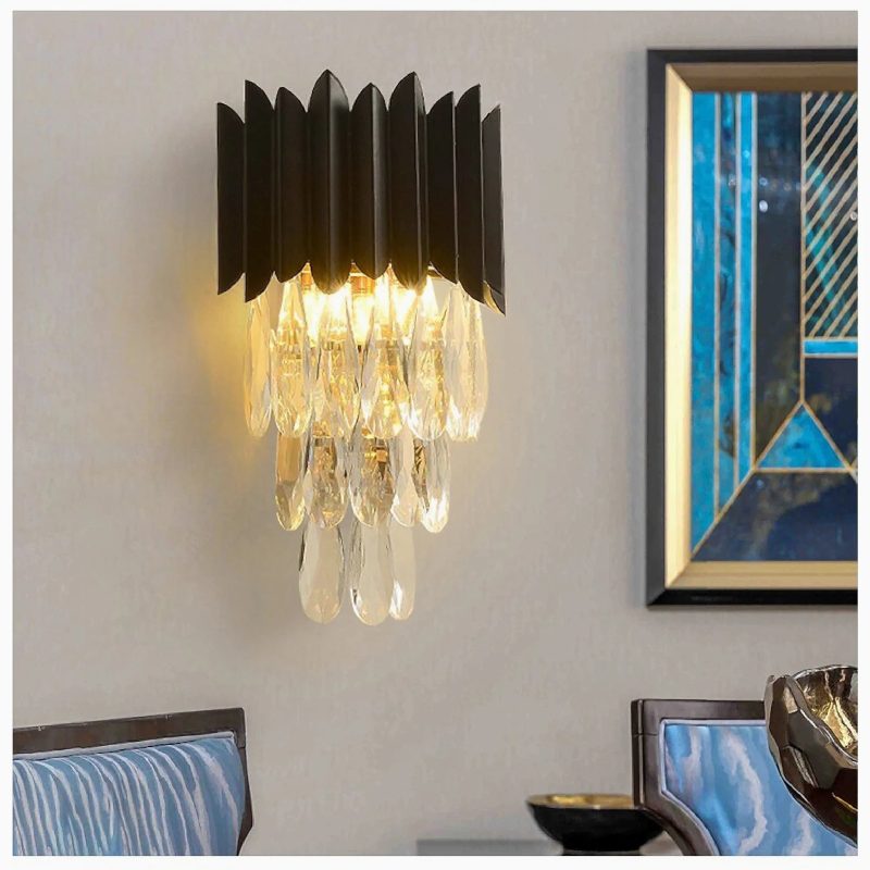 MIRODEMI Sigale New Stylish Luxury Black Crystal Wall Sconce