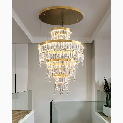 MIRODEMI®  Sospel | Aristocratic Gold Ring Large Crystal Chandelier Lighting