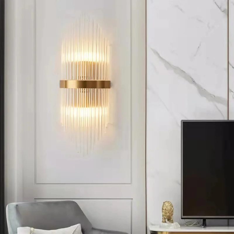 MIRODEMI Steckborn Stainless Steel Gold Glass Crown Wall Sconce