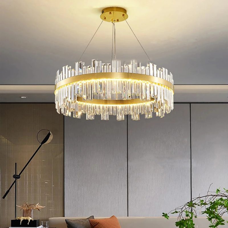 MIRODEMI Sursee Gold Drum Crystal Chandelier