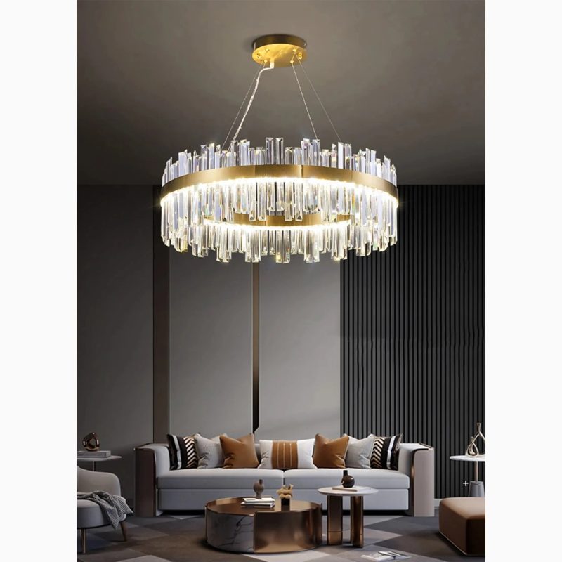 MIRODEMI Sursee Golden Ring Crystal Crown Chandelier