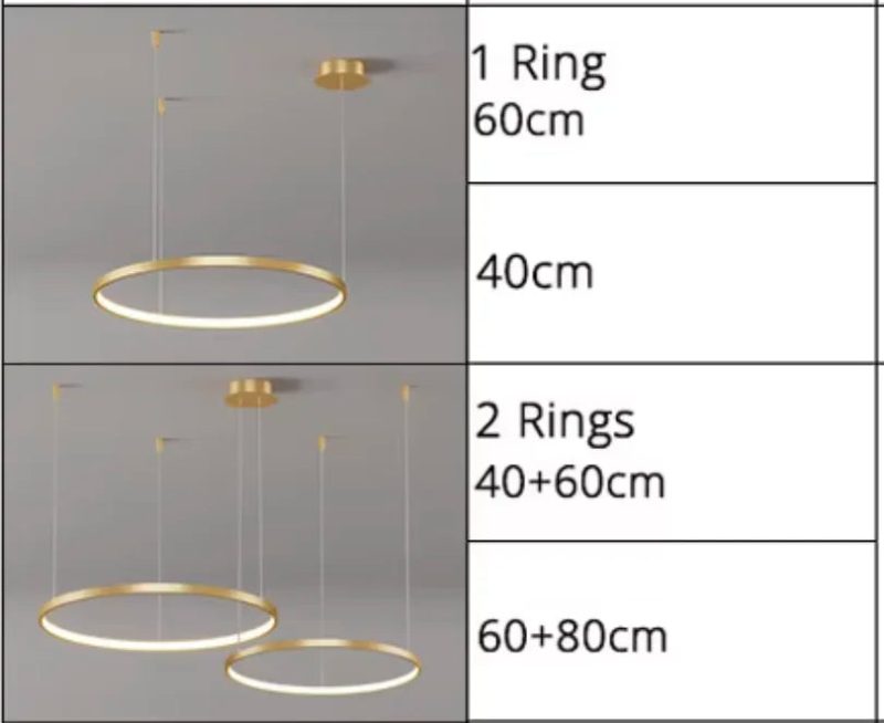 MIRODEMI Thalwil Golden Ring Hanging Ceiling Chandelie