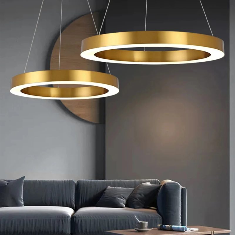 MIRODEMI Thalwil Luxury Gold Ring Hanging Ceiling Chandelier