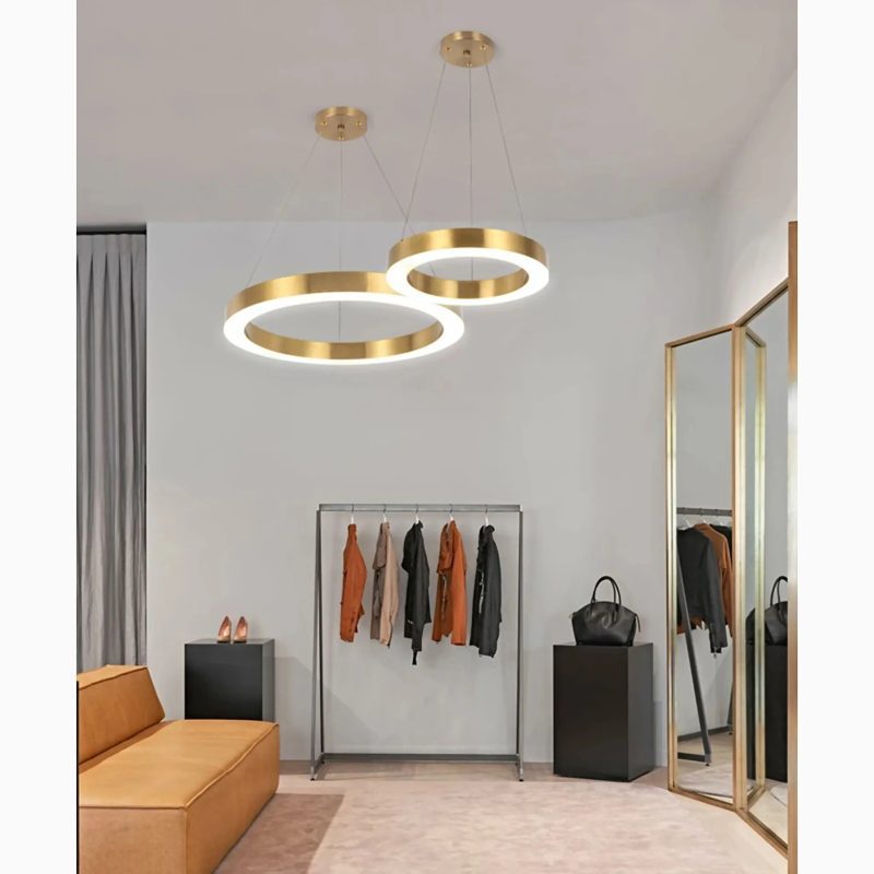 MIRODEMI® Thalwil | Elegant Gold Ring Hanging Chandelier