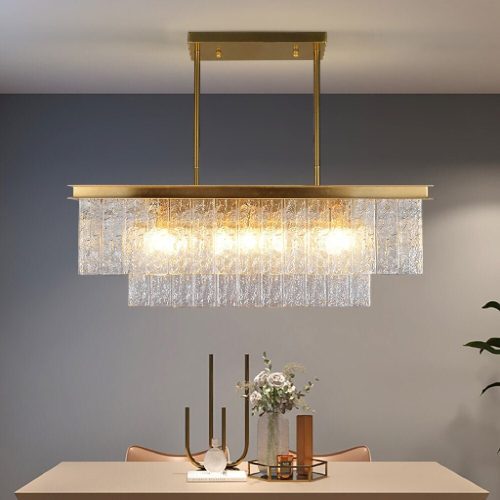 MIRODEMI Tienen Rectangle Frosted Glass Chandelier