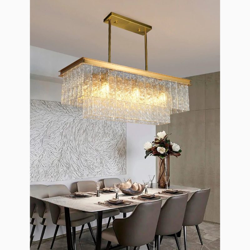 MIRODEMI Tienen Rectangle Frosted Glass Suspension Chandelier