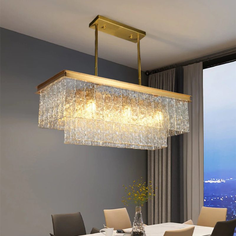 MIRODEMI Tienen Rectangle Frosted Glass Suspension Luminaire Chandelier