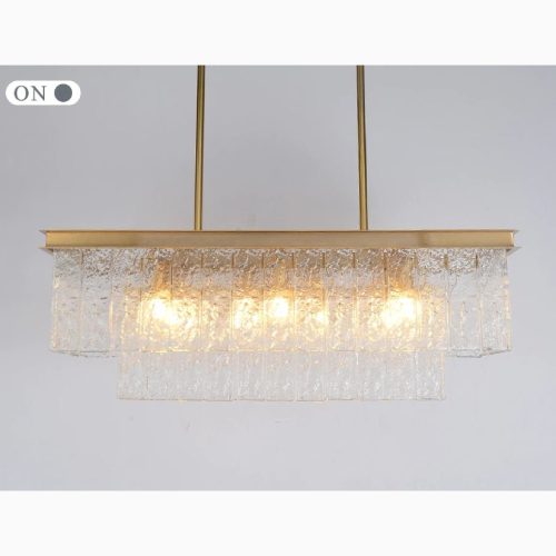 MIRODEMI Tienen Rectangle Frosted Glass Suspension Luminaire Lux Chandelier