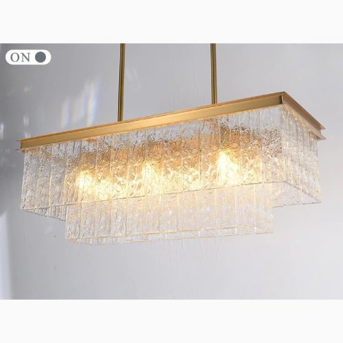 MIRODEMI Tienen Rectangle Frosted Glass Suspension Luminaire Luxury Chandelier