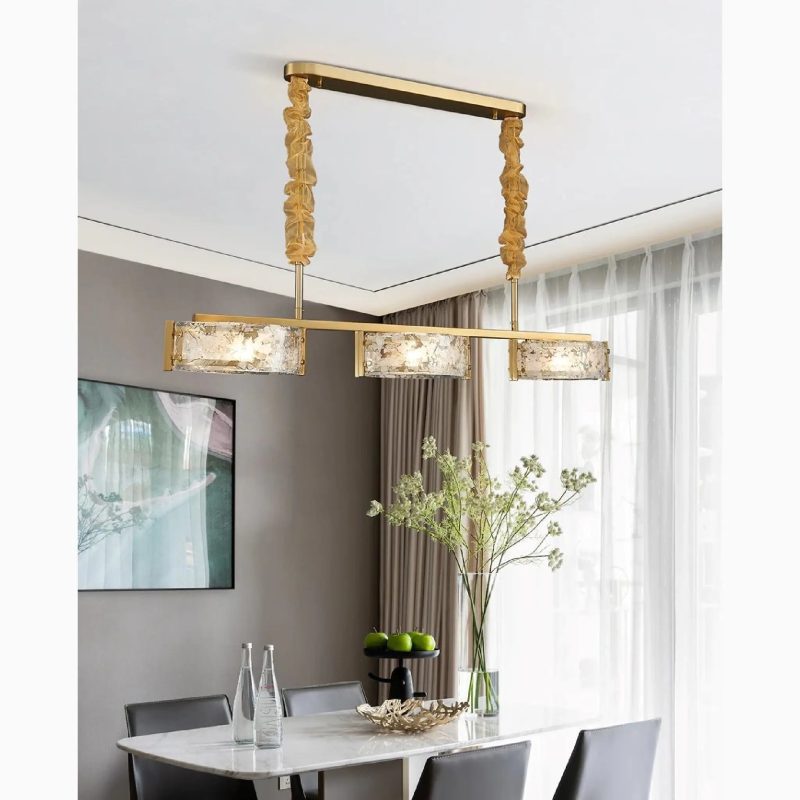 MIRODEMI Tongeren Gold Long Art Glass 3 Head Design Creative Led Luxury Chandelier