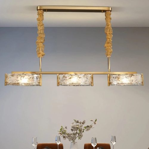 MIRODEMI Tongeren Gold Long Art Glass 3 Head Design Creative Led Luxury Chandelier For Dining Room