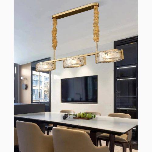 MIRODEMI Tongeren Gold Long Art Glass 3 Head Design Creative Led Luxury Chandelier for Kitchen Table