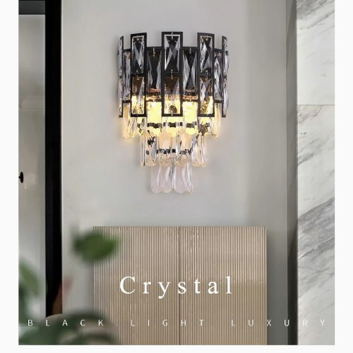 MIRODEMI Touet de l Escarene Chic Noir Crystal Wall Sconce