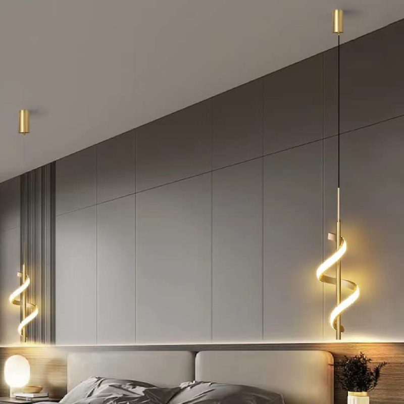 MIRODEMI Tovo San Giacomo Modern Gold Ribbon Design Pendant Light Luxury LED Chandelier for Bedroom