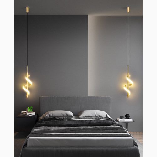 MIRODEMI Tovo San Giacomo Postmodern Gold Ribbon Design Pendant Light Luxury LED Chandelier Lamp