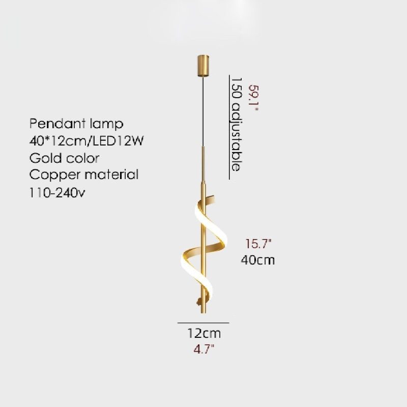 MIRODEMI Tovo San Giacomo Postmodern Gold Ribbon Design Pendant Light Luxury LED Lamp for Bedroom