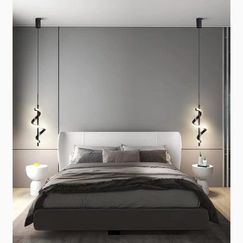 MIRODEMI Tovo San Giacomo Postmodern Ribbon Design Pendant Light Luxury LED Chandelier for Bedroom