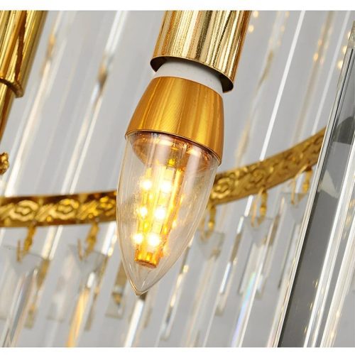 MIRODEMI Trinite Exclusive Long Gold Modern Crystal Chandelier Details