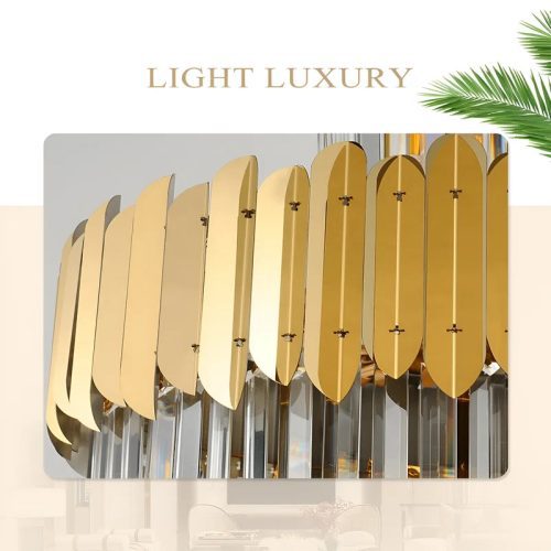 MIRODEMI Trinite Exclusive Long Gold Modern Crystal Chandelier Metal Details