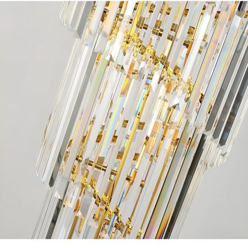 MIRODEMI Trinite Exclusive Long Gold Modern Crystal Chandelier Small Crystal Details