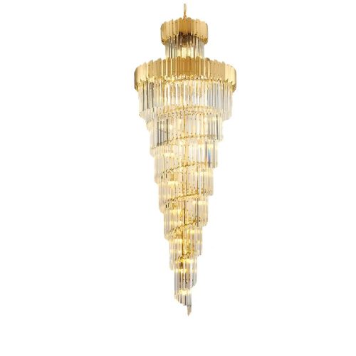 MIRODEMI Trinite Exclusive Long Gold Modern Crystal Chandelier for Bedroom