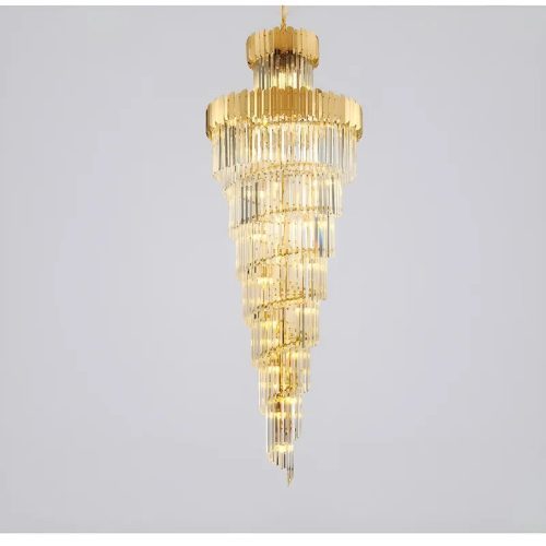 MIRODEMI Trinite Exclusive Long Gold Modern Crystal Chandelier for Hotel