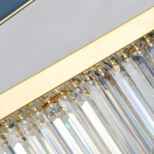 MIRODEMI Urbe Gold and Chrome Perfect Crystal Rectangle Chandelier for Dining Room