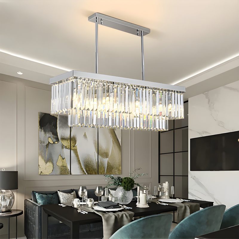 MIRODEMI Urbe Goldand Chrome Crystal Rectangle Chandelier for Home