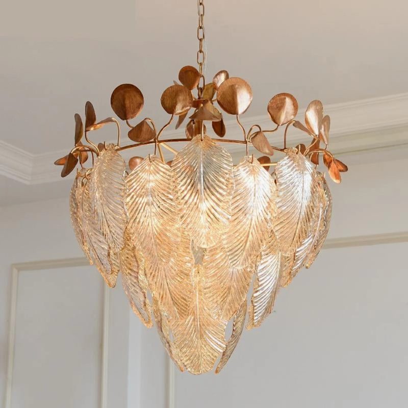 MIRODEMI Uster glass leave shaped chandelier for living room