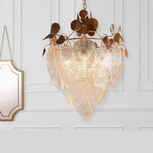 MIRODEMI Uster glass leaves chandelier for living room