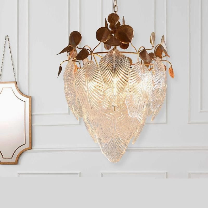 MIRODEMI Uster glass leaves chandelier for living room