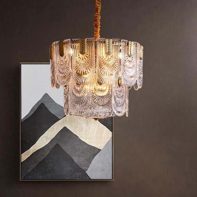 MIRODEMI Uzwil Vintage Drum Copper LED Pendant Chandelier