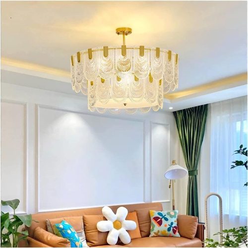 MIRODEMI Uzwil Vintage Drum Copper LED Pendant Chandelier for Living Room