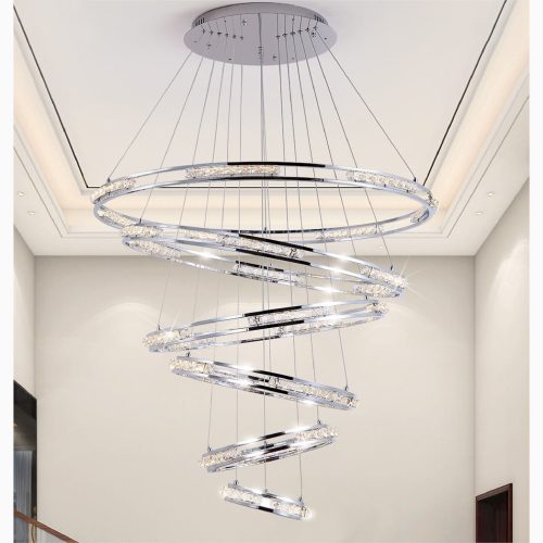 MIRODEMI Verbania Luxury Cascade Crystal Rings Chandelier