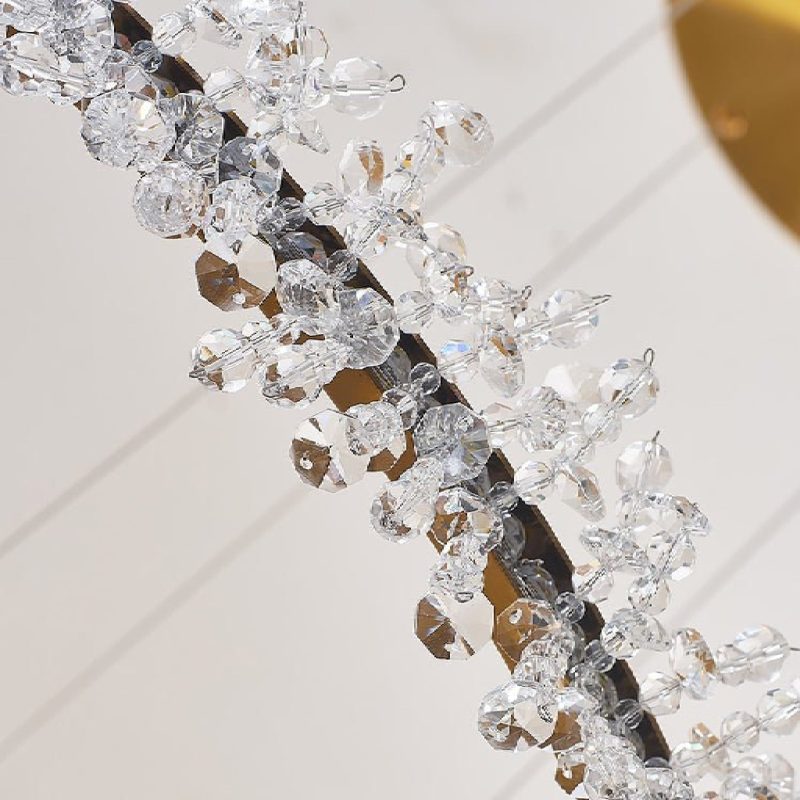 MIRODEMI Versoix Creative Crystal LED Luxury Pendant Chandelier in the Shape of Rings Details