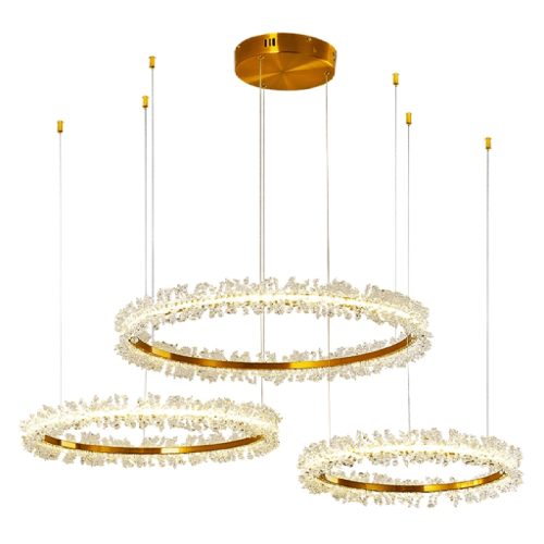 MIRODEMI Versoix Creative Crystal LED Pendant Chandelier in the Shape of Rings for Dinning Room