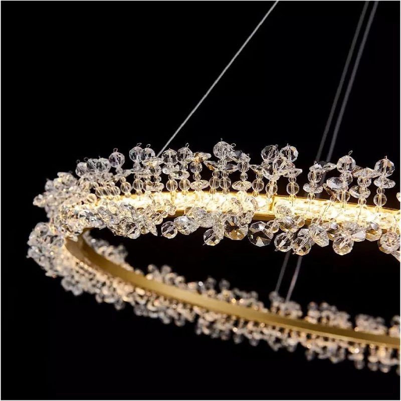 MIRODEMI Versoix Creative Crystal LED Pendant Lamp in the Shape of Rings for Hall