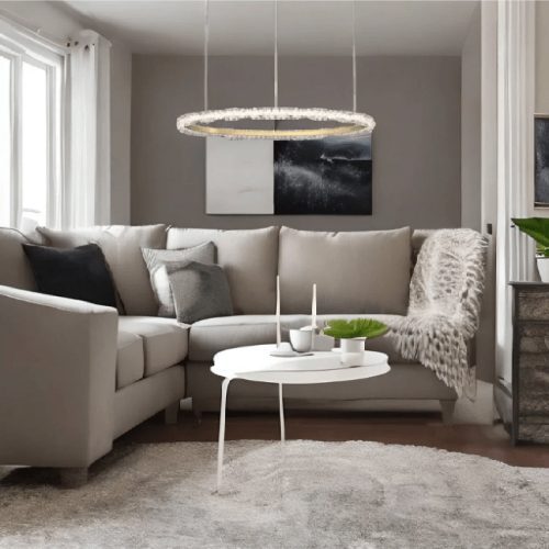 MIRODEMI Versoix Creative Crystal LED Pendant Light in the Shape of Rings for Dinning Room